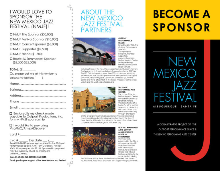 New Mexico Jazz Festival Sponsorship Brochure The Outpost